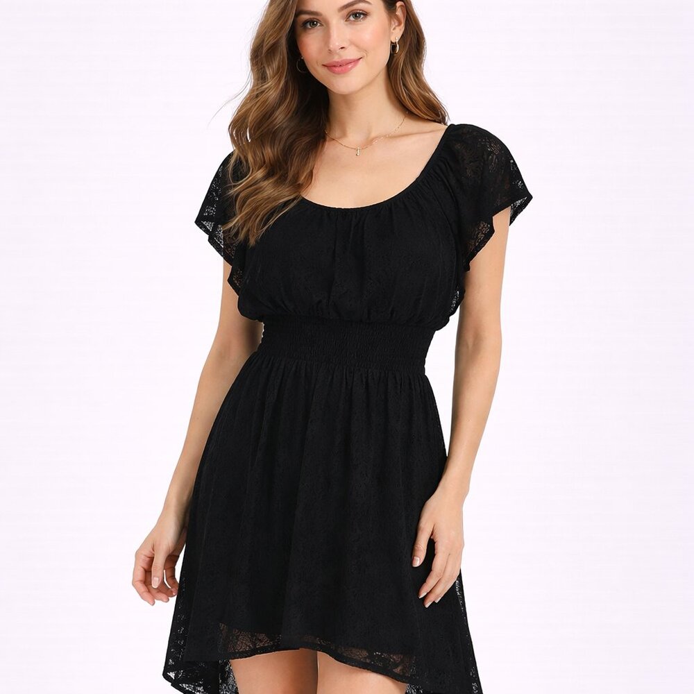 Anthropologie Black Lace Mini Dress